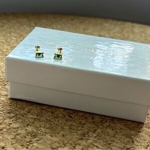 NEW IN BOX Hey June Screwback Earrings - Green CZ